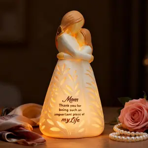 Mothers Day Birthday Gifts for Mom - Mom and Daughter Figurine Light with Remote, Mother of The Bride Gifts - Meaningful Gift for Mama from Daughter (No Batteries Included)