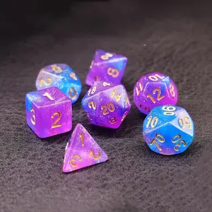 7-Piece Blue Starry Sky Dnd Magic Dice Set, Compatible with Dungeons & Dragons, Tabletop Games, Role-Playing Game Accessories