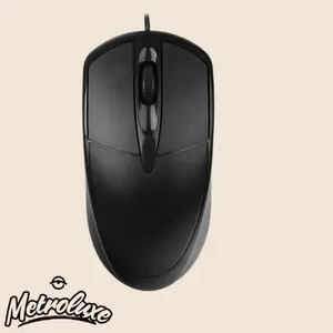 Ambidextrous USB Optical Mouse 1200DPI Wired for PC & Laptop – Black Compact