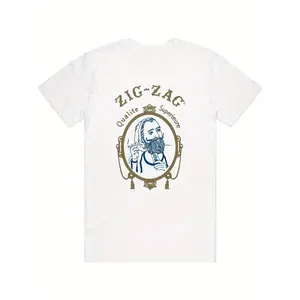 Zigzag Retro T-shirt200g washed cotton short-sleeved men's T-shirt