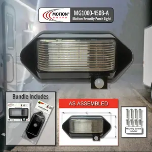 MOTION-GUARD MG1000-450B-A RV LED Motion Sensor Porch Light, 450 Lumens, No-Drill Adaptor Plate, Intela-Sensor Battery Monitoring, EMI Suppressed Security Fixture - Black