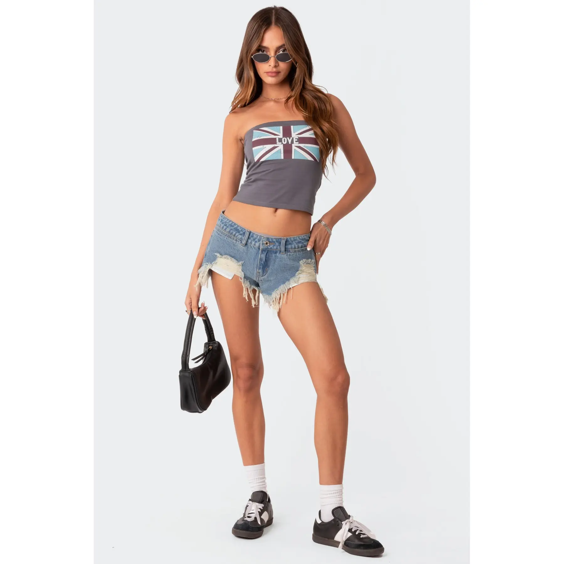 Low Rise Distressed Micro Denim Shorts Low Rise Distressed Micro Denim Shorts