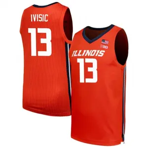 Orange #13 Ivisic Basketball Jersey, Illinois Style Mesh Sleeveless Tank Top, Custom Name Number Jersey, College Game Day Shirt, Fan Gift