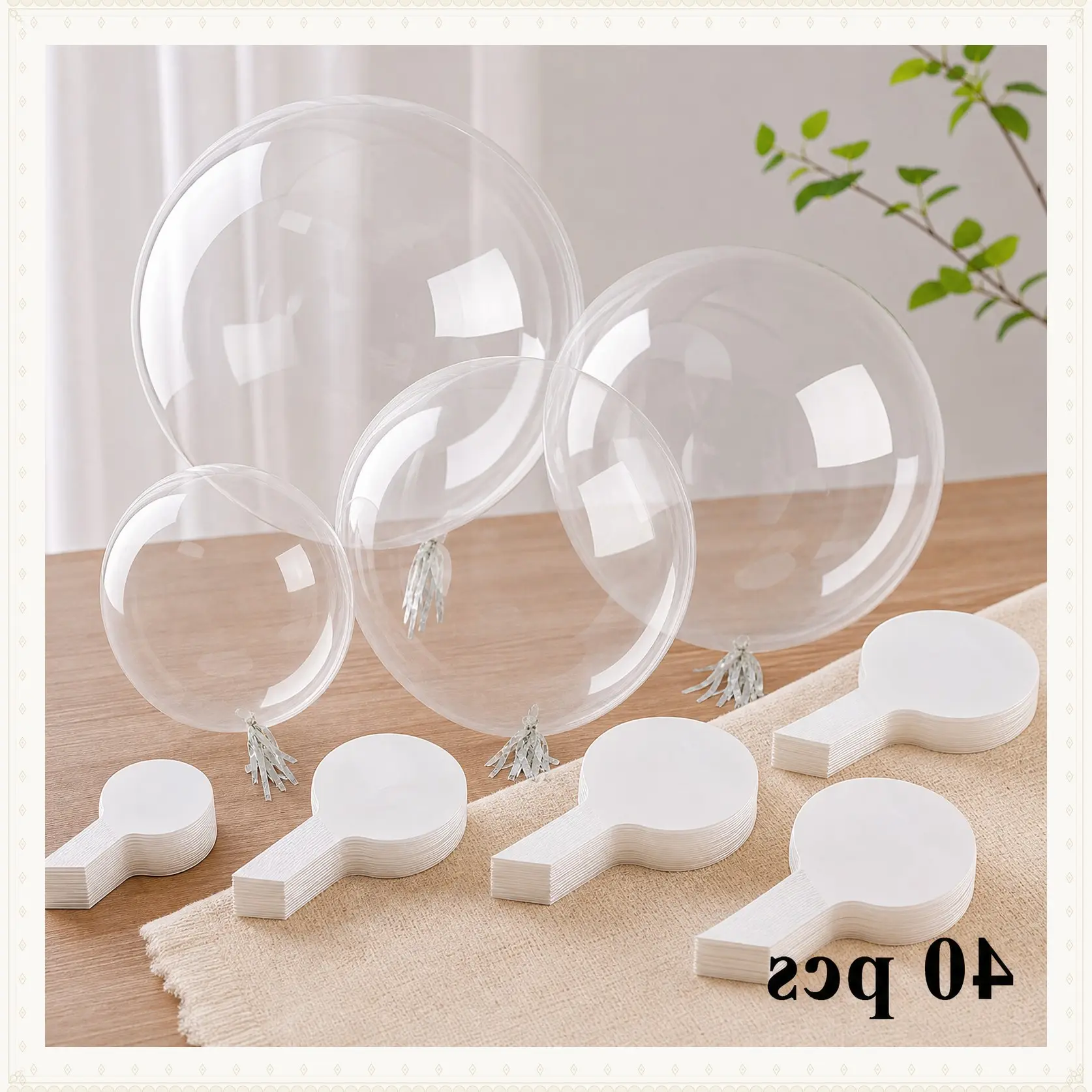 40 pieces of transparent balloons, 4 sizes (12, 18, 20, 24 inches), filled with bubble balloons, suitable for Valentine's Day, Christmas, wedding, and birthday party decoration kit balloon set