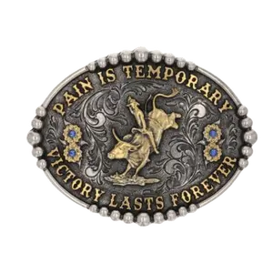 Montana Silversmiths Pain Is Temporary Bull Riding Attitude Buckle A829