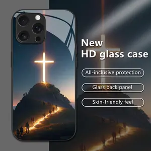 Light of Faith Cross Glass Phone Case for iPhone 17 Air 16/15/14/13/12/11 Pro Max & Samsung Galaxy S25/S24/S23/S22/S21/S20/S10/Note9/Note20 Ultra FE A Series - Ultra HD Transparent Glass All-Inclusive Protection-ZQ43