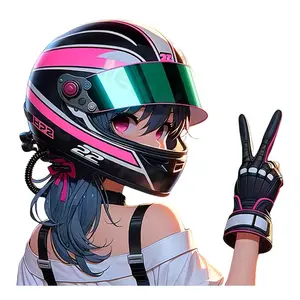 1PC ：Cyberpunk Anime Biker Girl Sticker, Futuristic Functional Style Body Decal, Suitable for Sedans, Off-road Motorcycles, Bicycle Helmets, Computer Cases, Luggage, Personalized Reflective Anime Sticker