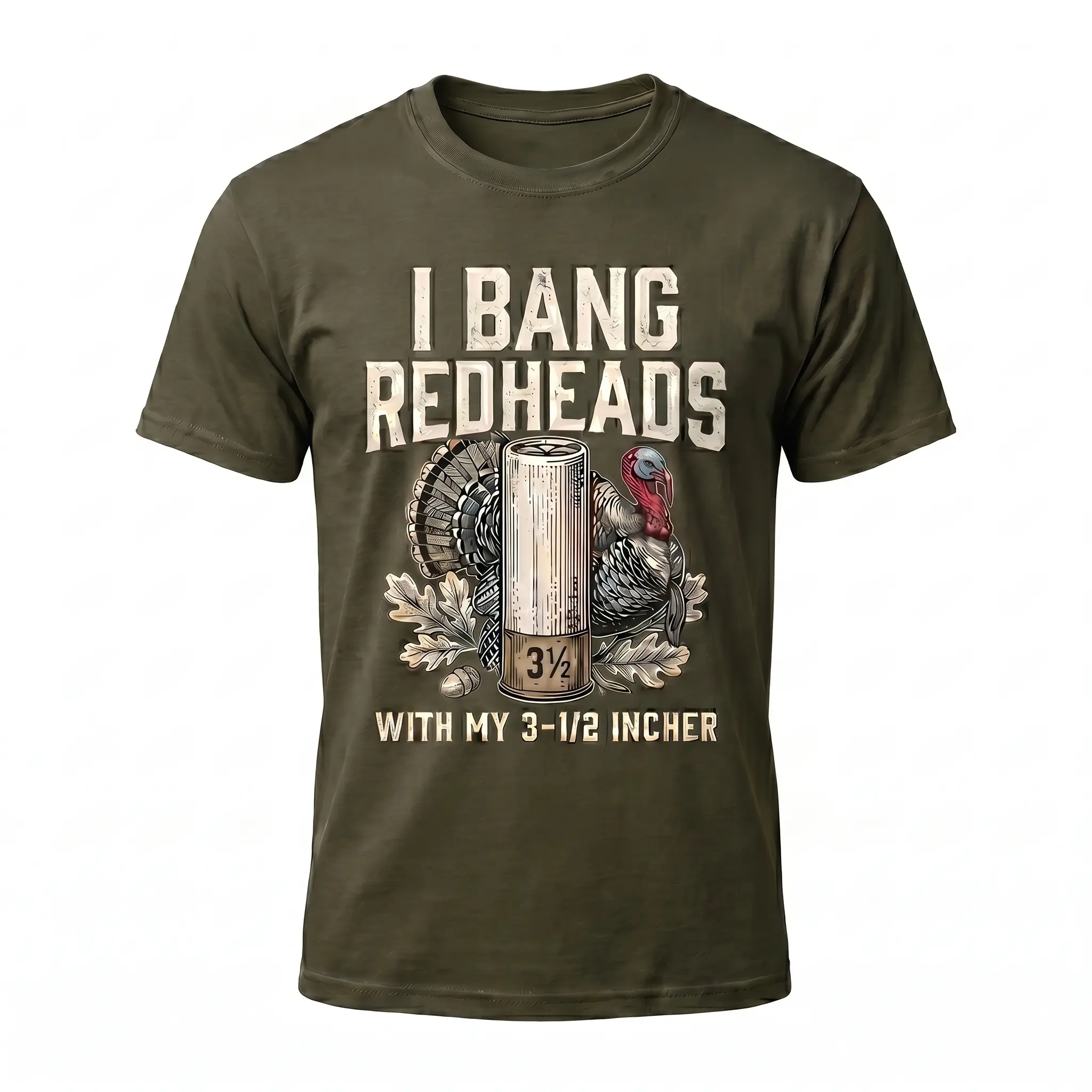 Men's Graphic Tshirt, Funny 'I Bang Redheads' Turkey Hunting Humor, Shortsleeve Outdoor Round Neck Menswear