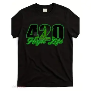 Men's 420 High Life Medical T-Shirt - Retro Pattern T-Shirt, featuring the 420 design, breathable round-neck design, regular fit, machine washable, suitable for all seasons for casual and festive wear, applicable for
