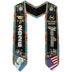 Personalized Guatemalan Graduation Stole class of 2026, Custom Guatemalan American Flag Graduation Sash