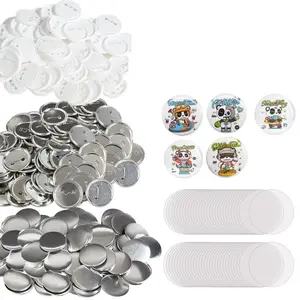 VEVOR 500 Sets 2.25 inch 58mm Pin Back Button Parts, DIY Round Button Badge Parts, Set Includes Metal Top, Plastic/Metal Button, Clear Film, and Blank Paper For Gifts Presents, Machine NOT Included