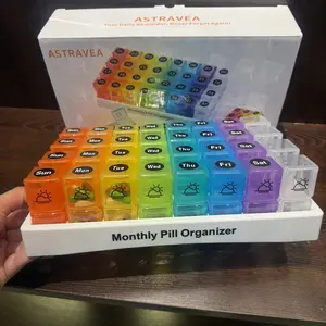 ASTRAVEA Larger Monthly Pill Box - Home Organizer Storage Box with AM/PM Compartments, Big Font, Easy Use & Read, Premium Capacity, Travel-Friendly Design to Avoid Missed Doses