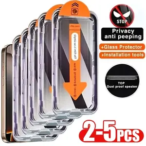 5pcs Full Cover Privacy Screen Protector For iPhone 17/16/15/14/13/12/11/17 Pro Max/16 Pro Max/17 Pro/15 Pro Max/16e/Plus/Mini/Air/X/XS/XR/XS Max,9H Tempered Glass Film,Dynamic Island Compatible,Anti-Scratch,Anti-fingerprint,Case Friendly