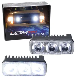 iJDMTOY High Power 3-LED Daytime Running Light Kit For Truck SUV 4x4 Behind Grille, Cool White Color