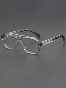 Fashionable Double Bridge Square Frame Glasses Trendy Casual Eyeglasses Simple Commuting Style Suitable for Daily Office Glasses for Both Men and Women Square Frames Glasses