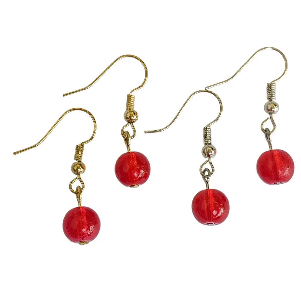 Blossom by Ashley | Retro Pop Beads | Everyday & Statement Wear | Cherry Gleam Earrings | Lightweight Red Glass Earrings for Sensitive Ears