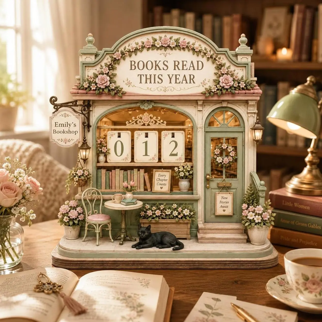 Book Tracker Mini Bookstore Decor | Books Read This Year Display | Cozy Reader Gift