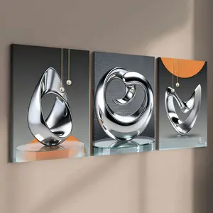 3 count wooden frame canvas, Geometric Abstract pattern poster, aesthetic art, Abstract Decoration, Stylish Living Room Decoration, Modern Family Poster, Exquisite corridor Wall Art, HD, waterproof