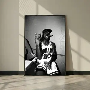Michael Jordan Black and White Poster, Chicago Bulls #23 Championship Photo Wall Art, Man Cave Office Decor, Digital + Print