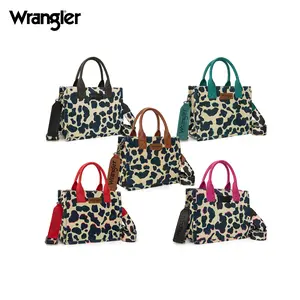 Wrangler Cow Print Crossbody Tote Bags for Women Top Handle Handbags with Adjustable Strap and Leather Accents