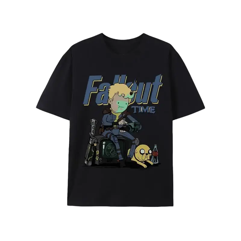 Unisex Fallout Graphic Tee, Casual Round Neck Short-Sleeve Top in 100% Soft Cotton, Loose-Fit with Vibrant Print, Shortsleeve, Menswear, Classic, Digital Transfer, Crew Neck, Loose-Fitting, Machine Washable, Shirt, Clothes, Soft Texture, Draped, 3Xl, 4Xl,