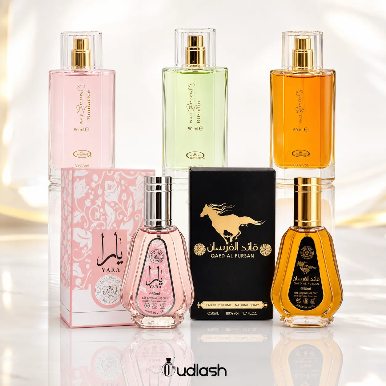 Oudlash Bundle |  Qaed Al Fursan + Yara + Al Rehab Choco Musk + Pistachio + Marshmallow | Unisex Fragrance | 50ML | Eau De Parfum | Pineapple and Saffron