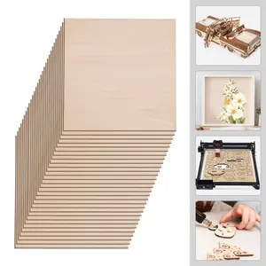30PCS Board for Wood DIY Home Decor, Basswood Sheets, Rectangle Blank Wooden 2.7mm Thickness