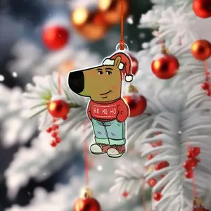 Funny Chill Guy Meme Acrylic Ornament, Xmas Tree Decoration, Gag Gift, Chill Guy Christmas Ornament