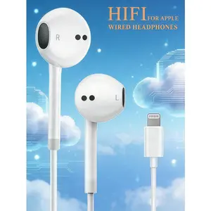1PC Lightning Wired Earbuds, HiFi Stereo Half-In-Ear Headphones with Integrated Mic & Volume Control, Compatible with iPhone 14/13/12/11/XR/XS/X/8/7 Series