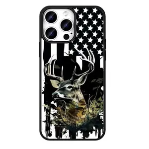 Camo Deer Flag Magnetic Phone Case Protection Shockproof Accessories for iPhone 13 17Air Compatible with Samsung Galaxy S25