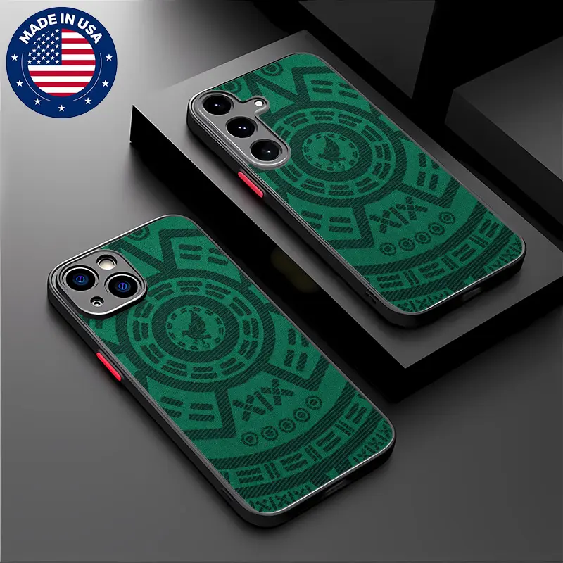 Green Aztec Sun Eagle Mayan Tribal Calendar Aesthetic Design Pattern Casing For iphone 17 16 15 14 13 12 11 7 8 Plus ProMax AIR Samsung S22 S23 S24 S25 PLUS ULTRA Flaunt Mobile Phone CaseHard TPU PC Black ShockproofSmartphone Cover, Accessories, Cellp,, C