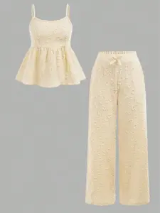 Women's Fashion cute summer outfit Clothes Fitted Tank Top Pairing Wide-Leg Pants Two-Piece Set, Stylish Casual for Spring & Summer Seasons