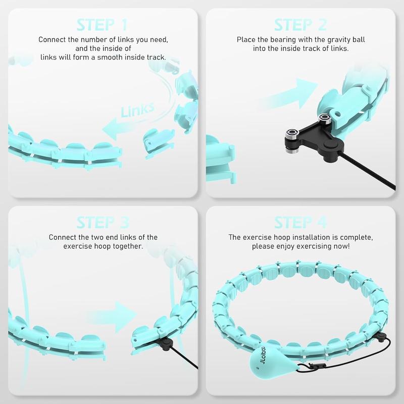 JLoibao Weighted  Circle 47" with 24 Detachable Links for Adults Fitness Adjustable Hoop Plus Size Smart Exercise Equipment Home Gym Kit Eco-Friendly ABS Material