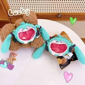 Hatsune Miiku Coin Purse Women Shoulder Bag Cartoon Kawaii 14cm Headphone Bag Plush Pain Bag Crossbody Bag Keychain Girl Gift