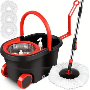 360° Spinning Mop Bucket System - Spin Mop And Bucket With Wringer Set On Wheels - 3 Microfiber Mop Replacement Heads Home Ordinary Model
