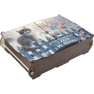 DIY Diamond Art Wooden Box Diamond Painting Wooden Storage Box DIY 5D Craft Jewelry Box for Jewelry & Crafts Organization
