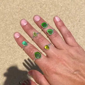 Green Sea Glass Ring (Handmade)