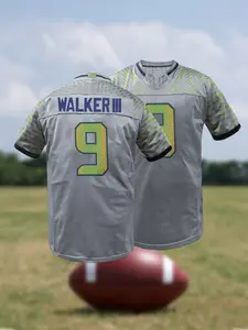 Men's Seattle #12 Football Jersey,Classic Retro Letter Embroidery Design,Breathable Short Sleeve T-Shirt,Football Shirts,for Training and Competition,Fans Gift,Athletic Training Apparel