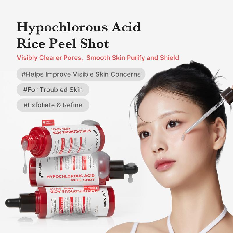 [medicube] Hypochlorous Acid Rice Peel Shot Duo For Face & Body | Gentle Exfoliating Serum for Dead Skin Cells & Pore Care, Blackheads & Excess Sebum Control | Rice Extract, Hypochlorous, Panthenol for Hydrating & Smoothing Care