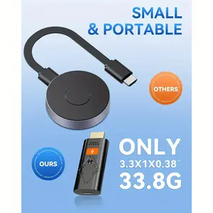 Wireless Display Adapter-1080P HD Streaming Media, AirPlay/Miracast,5GHz WiFi, Plug and Play, Compact Design, Suitable for Smart Phones/PC/TV/Projector, Portable Devices, Seamless Connection, miracast Equipment, Office Professionals Smartphone Black