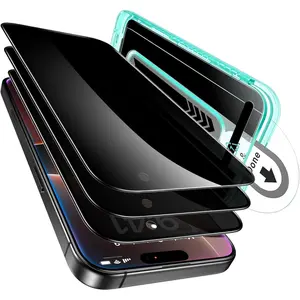 3 Pack for iPhone 16 Pro Max Privacy Screen Protector, Anti-spy Tempered-Glass Privacy Screen Protector with Flawless Fit Tray Smartphone Protective