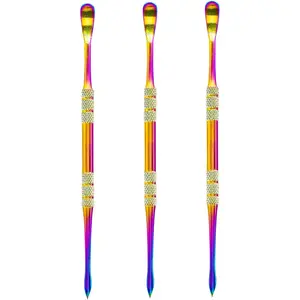 3 count Wax Carving Tools, Stainless Steel Wax Tool Carving Tool Kit, Double-Headed Sculpting Tool Spoon, Rainbow