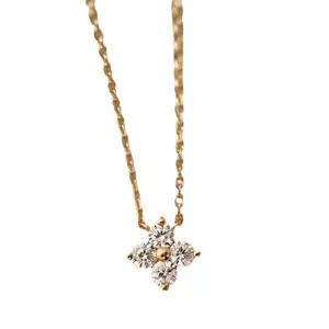 Sterling Silver Lucky Clover Necklace for Women Simple Inlaid Diamond Super Shiny Flower Collarbone Chain Versatile Necklace