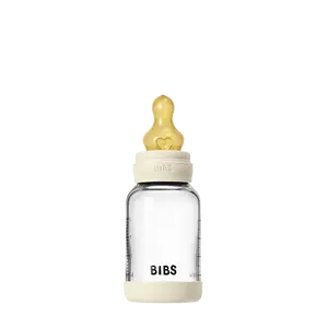 BIBS Baby Glass Bottle Set 4oz with Natural Rubber Latex - Ivory Anti Colic Newborn