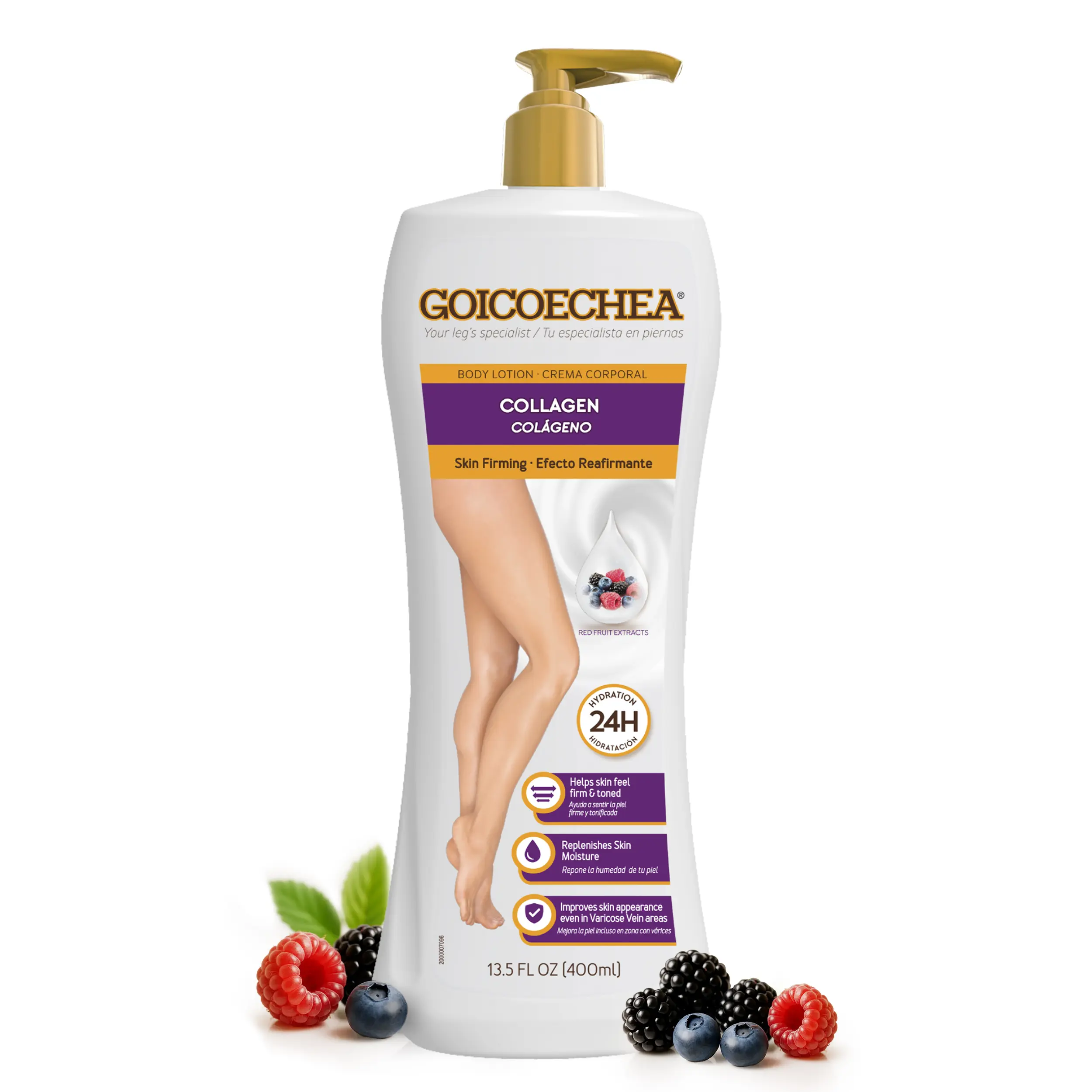 Goicoechea Skin Firming Body Lotion, Single Pack,Collagen Elastin Cream for Women, Skin appearance even in varicose veins areas, Skin Tightening ,Firming Body Lotion with Red Fruit Extracts, 24H Hydration 13.5 oz