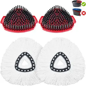 Mop Replace Head for O Cedar, Mop Heads Replacements for Ocedar, Spin Mop Head for Ocedar Easy Wring 1 Tank Spin Mop, Include 2 Pack Spin Mop Refills & 2 New Scrubber Mop Head for Ocedar