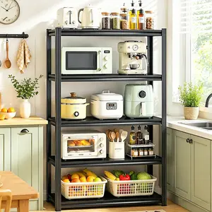 5-Tier Heavy Duty Industrial Carbon Steel Rectangle Shelving Unit - 1600LB Capacity, Adjustable Height, 59"H x 31.5"W x 13.8"D, Expandable Freestanding Utility Rack for Garage, Warehouse
