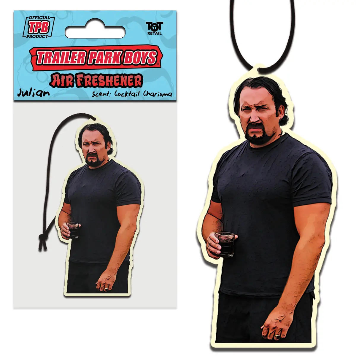 Trailer Park Boys Funny Car Air Freshener Julian - Cocktail Charisma | Officially Licensed Hanging Car Air Fresheners