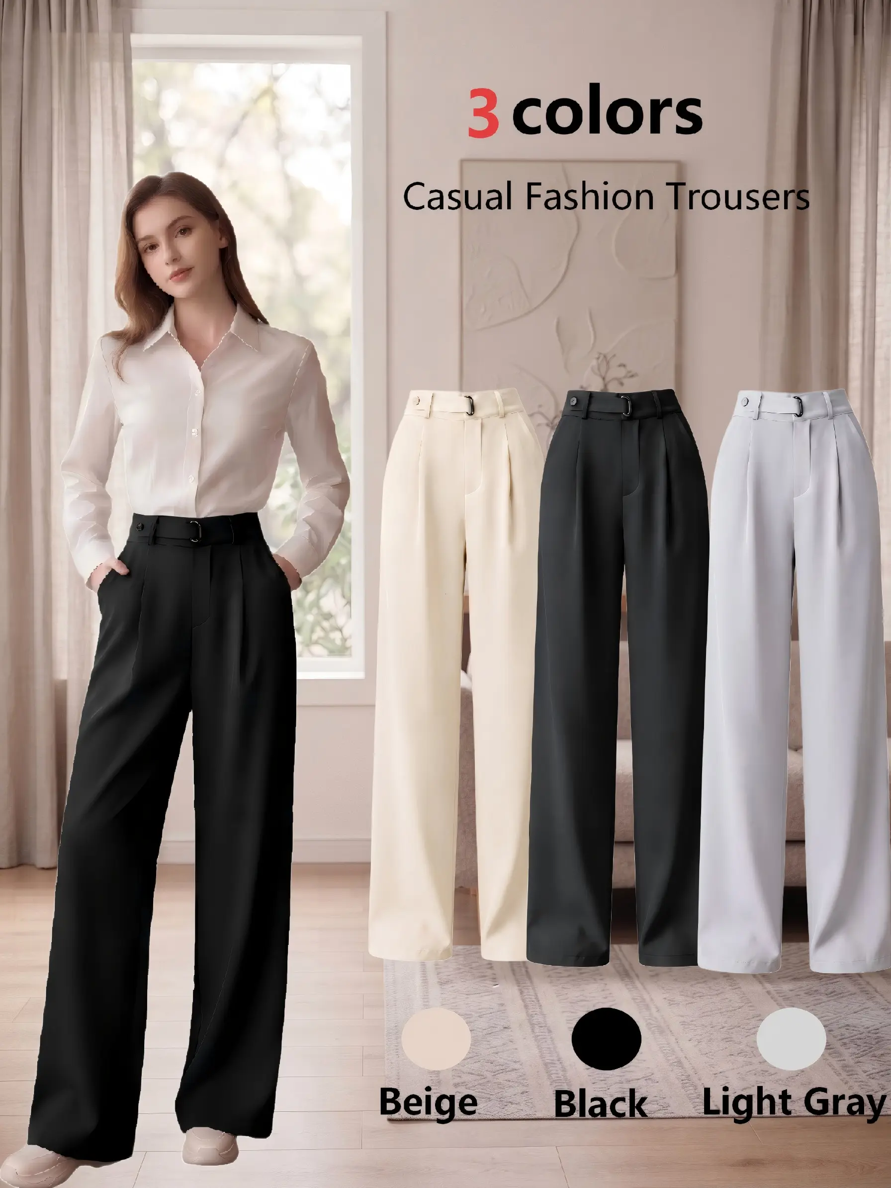 Women’s High Waisted Wide Leg Suit Pants Elegant Business Casual Trousers Stretchy Office Work Pants for Women