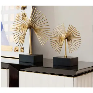 European Luxury Metal Ornament – Decorative Sculpture with Marble Base for Home & Office Decor